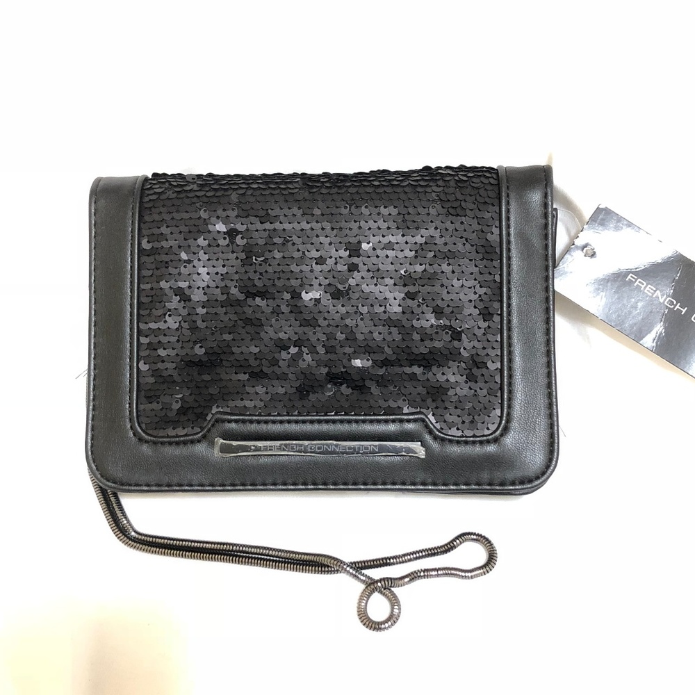 French Connection Black Sequin Purse, NWT